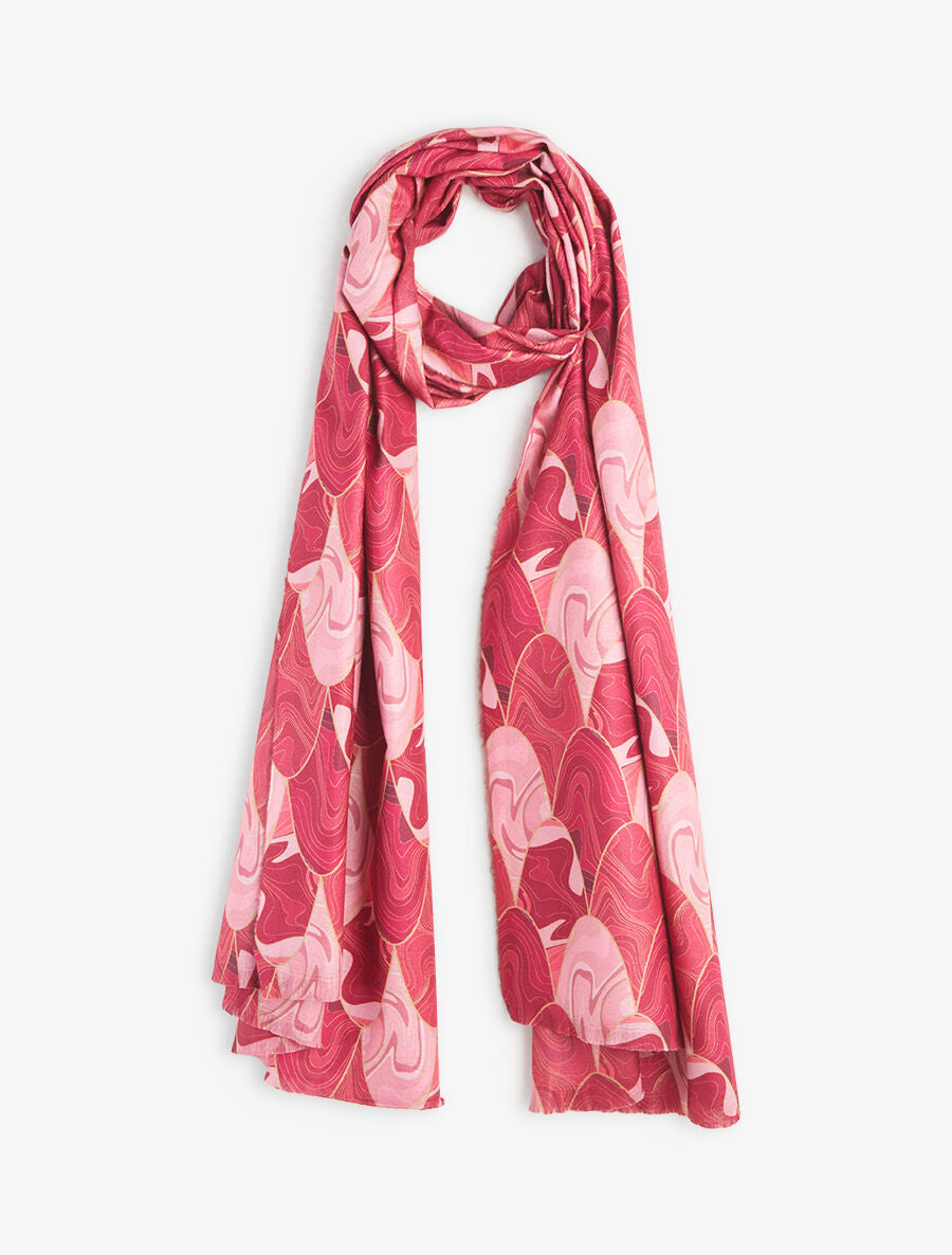 Foulard à imprimé vagues - Rouge bourgogne - 1