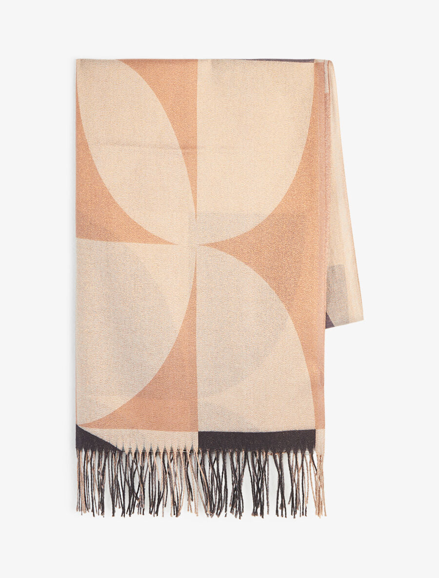 Foulard à imprimé graphique irisé - Beige - 2
