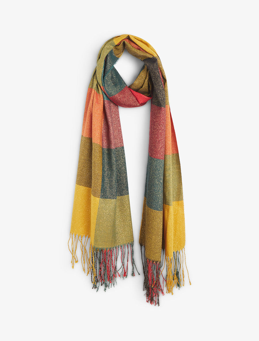 Foulard irisé imprimé carreaux - Rouge - 1