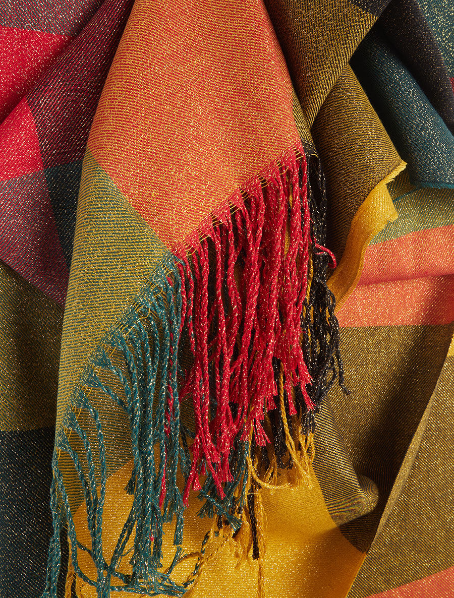 Foulard irisé imprimé carreaux - Rouge - 3