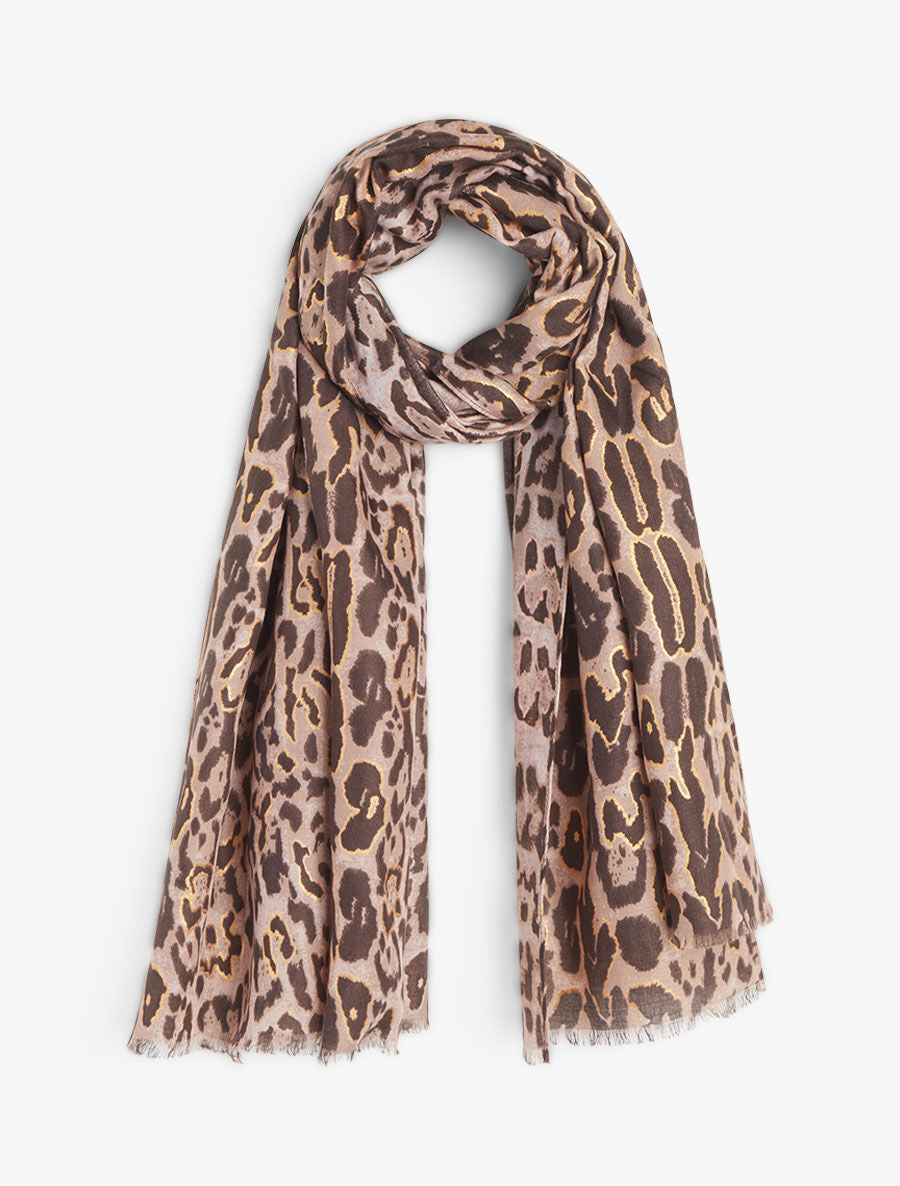 Foulard imprimé léopard irisé - Taupe - 4