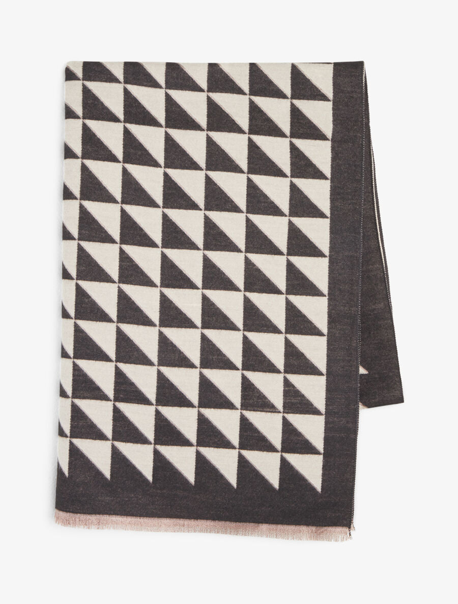Foulard épais imprimé triangles bicolore - Noir - 2