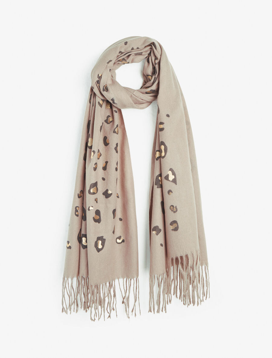 Foulard épais imprimé léopard irisé - Taupe - 4