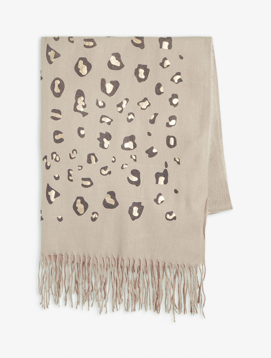 Foulard épais imprimé léopard irisé - Taupe - 2