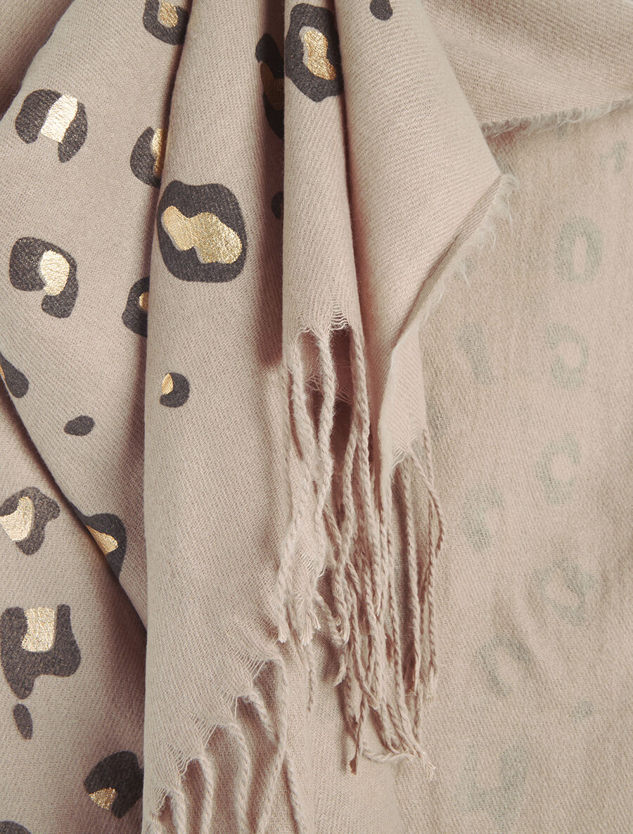 Foulard épais imprimé léopard irisé - Taupe - 3
