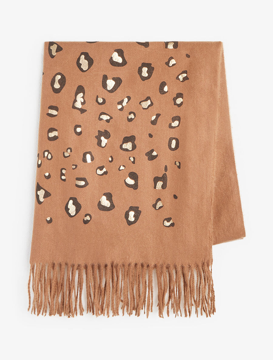 Foulard épais imprimé léopard irisé - Camel - 2