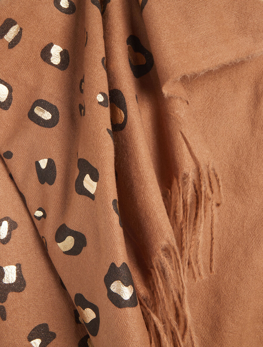 Foulard épais imprimé léopard irisé - Camel - 3