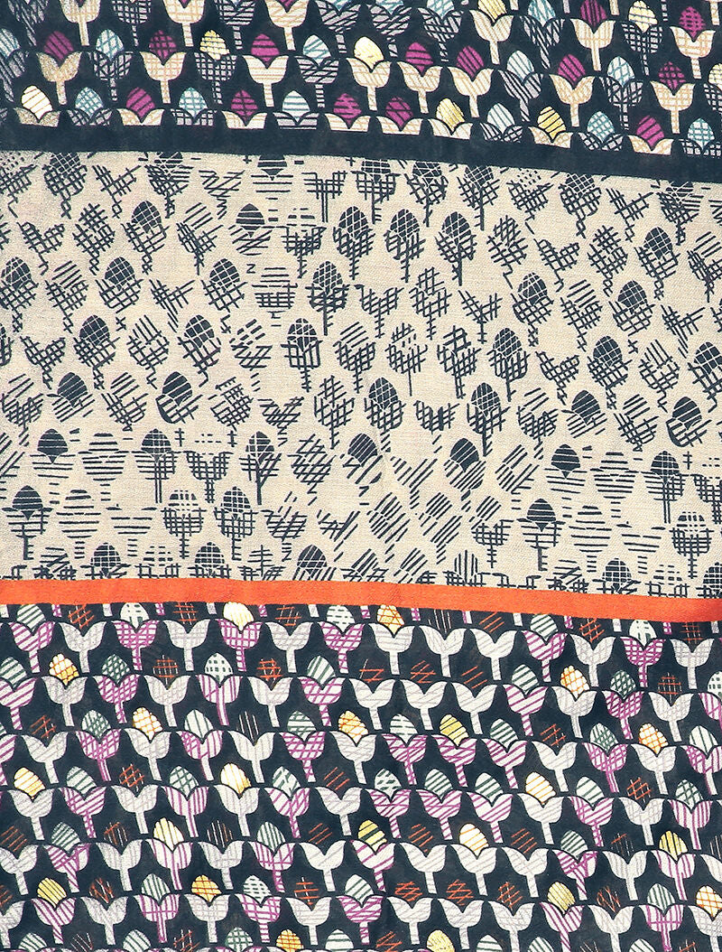 Foulard à imprimé tulipes graphiques irisées - Noir - 2