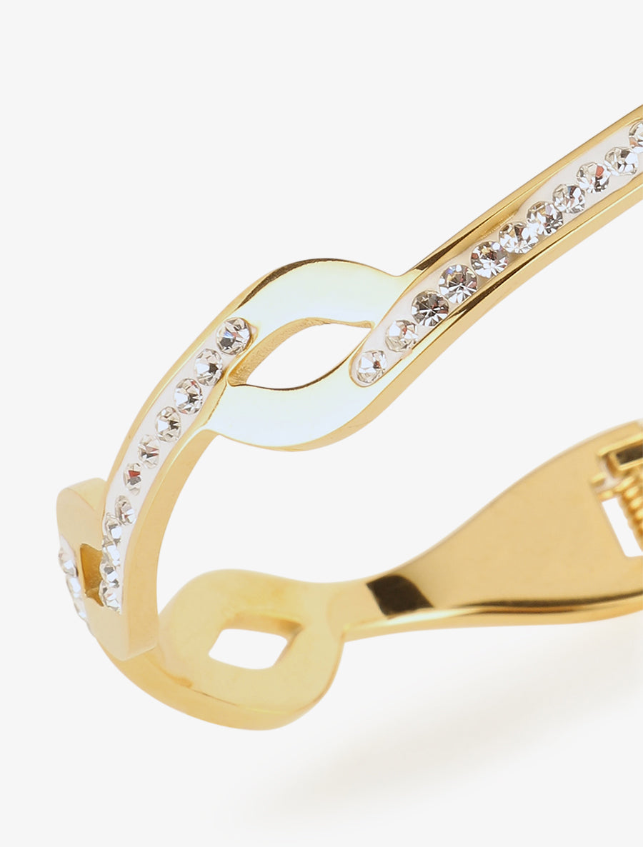 Jonc style vague à strass - Or - 3