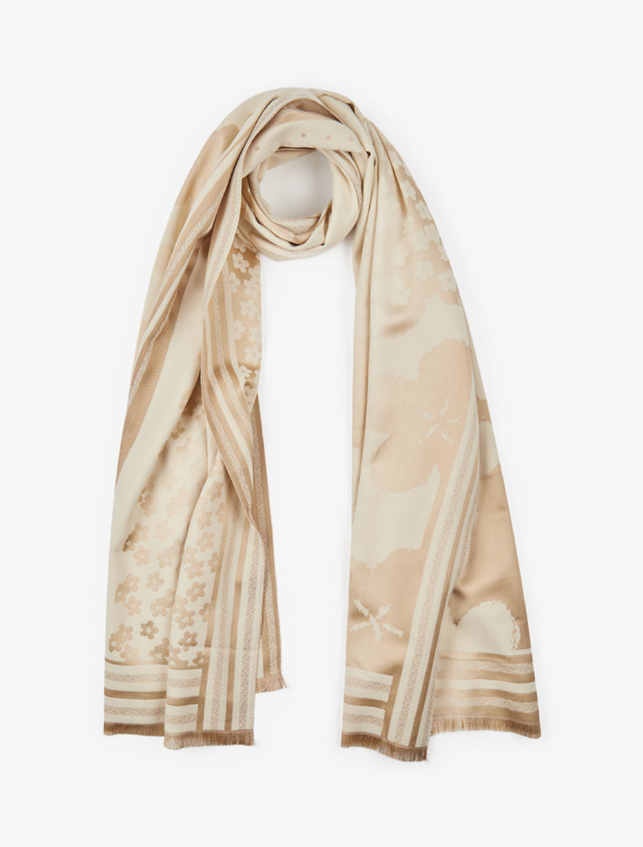 Foulard irisé à imprimé floral - Beige - 1