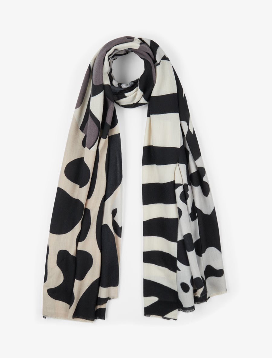 Foulard à imprimé abstrait - Noir - 1
