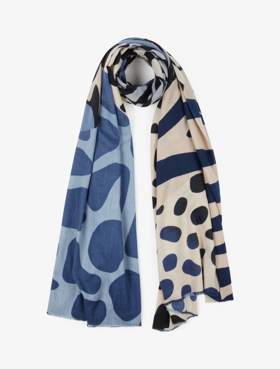 Foulard à imprimé abstrait - Bleu - 1