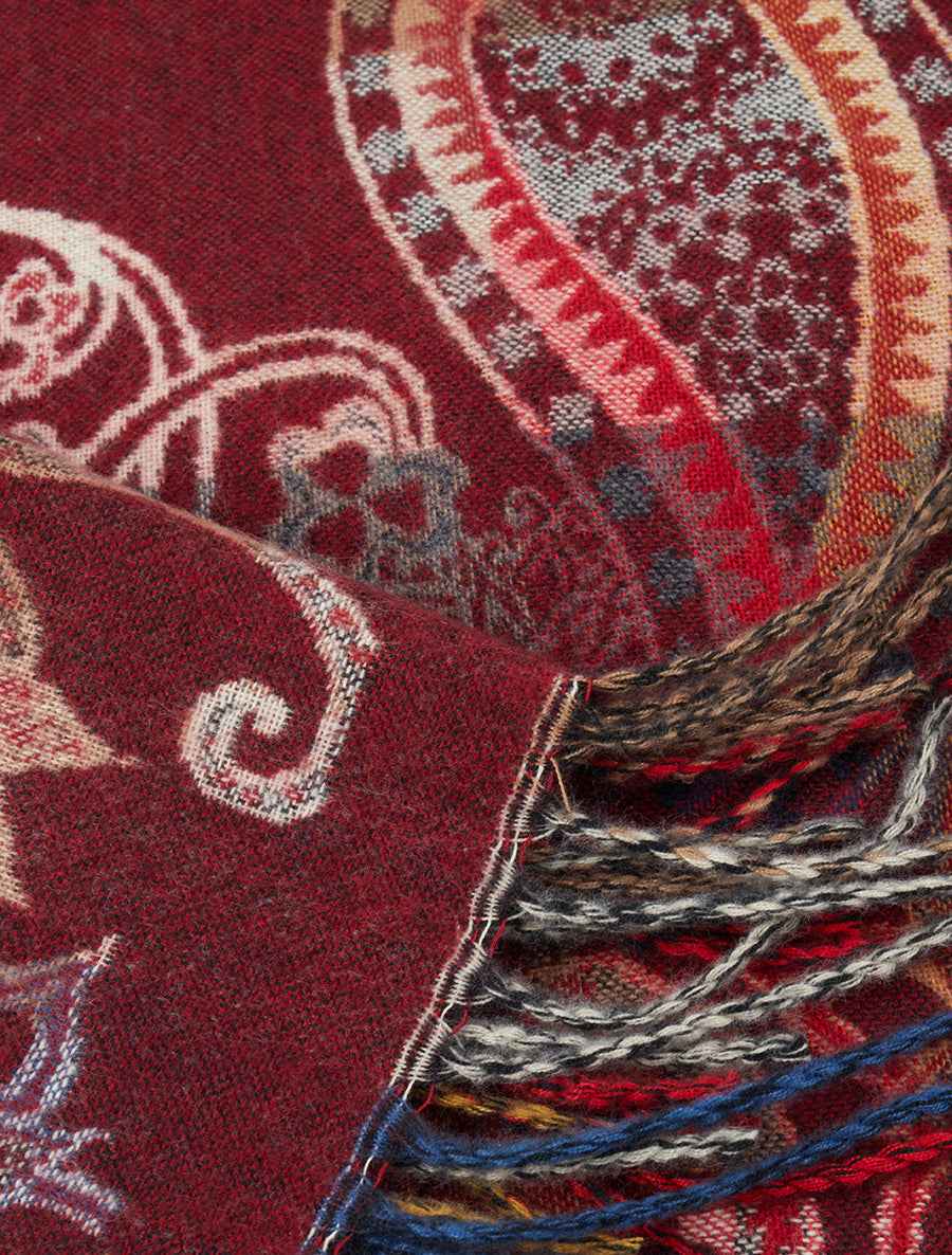 Echarpe à imprimé cachemire à bords frangés - Bordeaux - 3