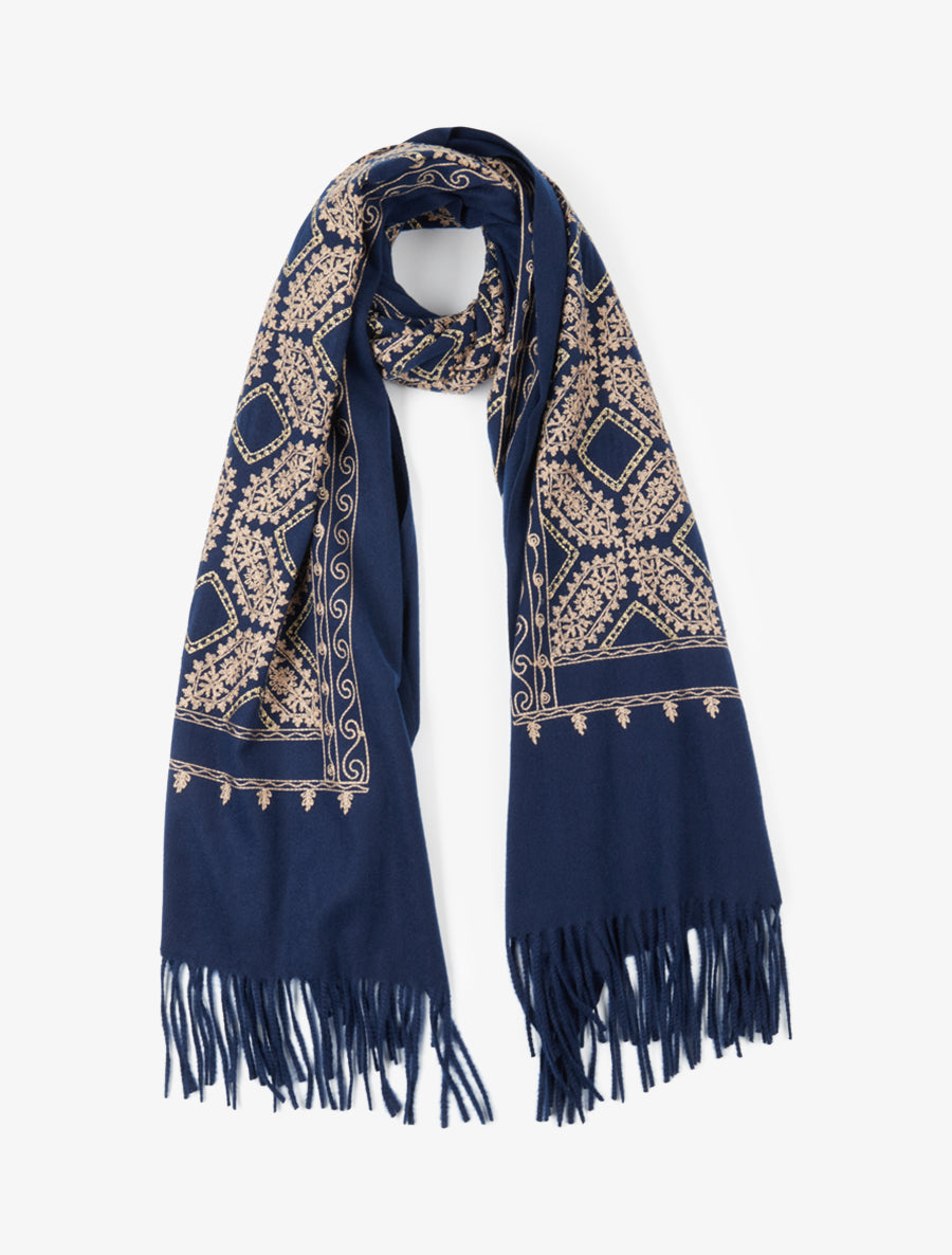 Echarpe à imprimé tapisserie - Marine - 1