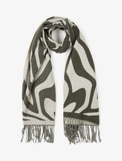 Echarpe à imprimé coeurs concentriques - Kaki - 1