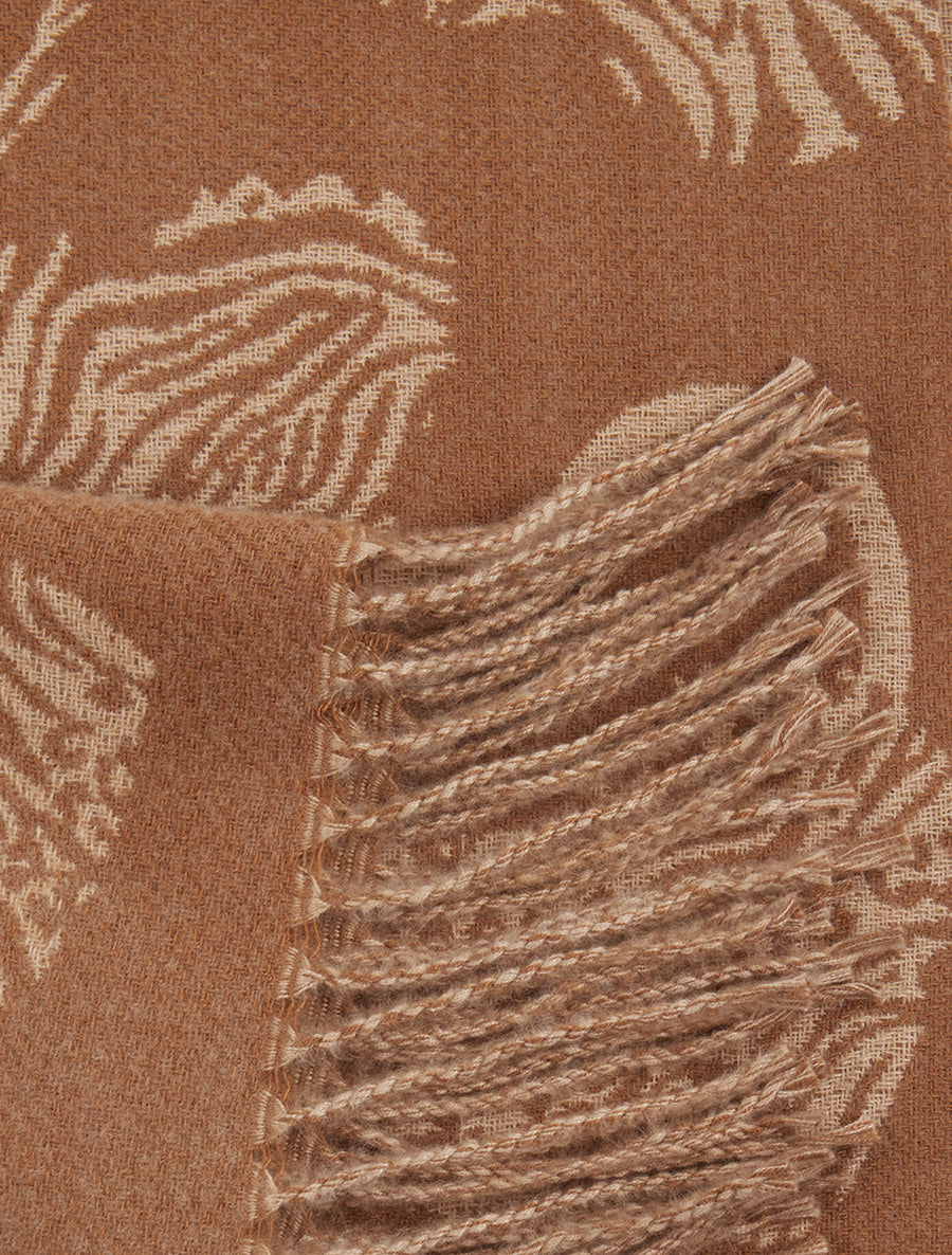 Echarpe imprimé coeurs zébrés - Camel - 3