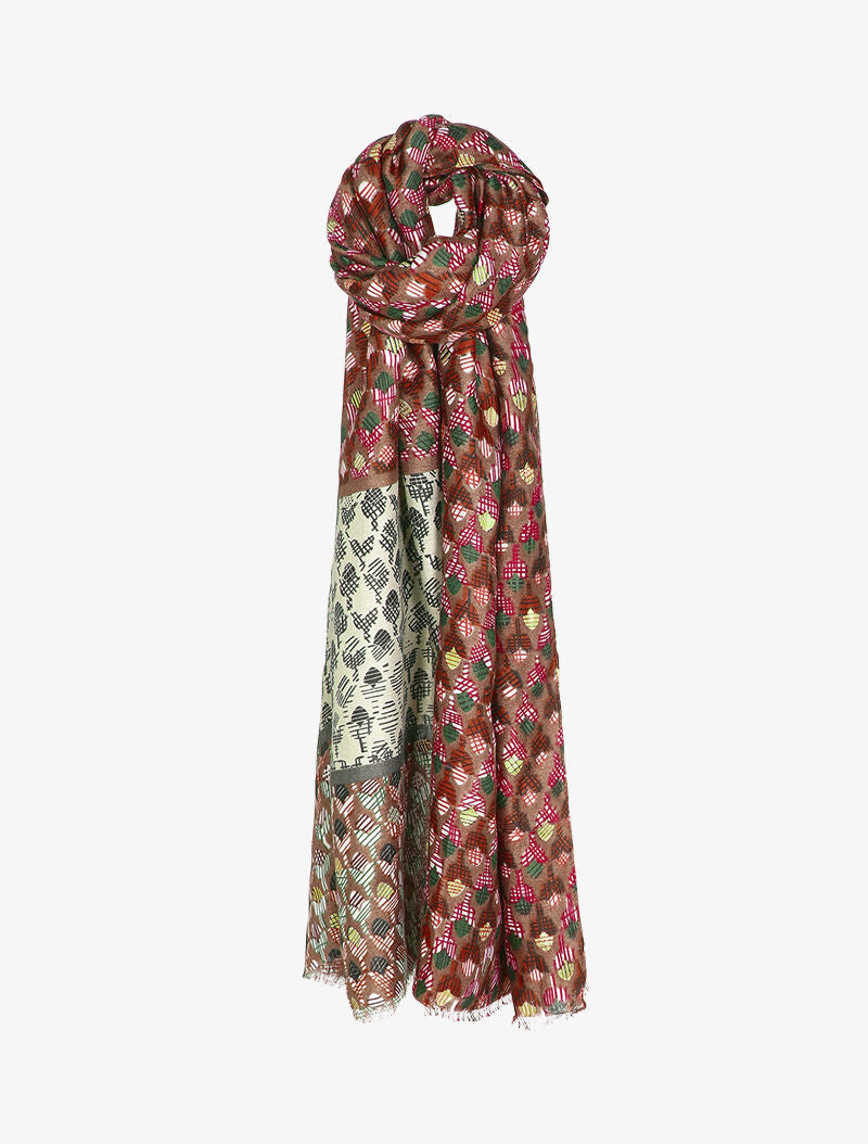 Foulard à imprimé tulipes graphiques irisées - Taupe - 3