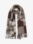 Echarpe à carreaux et fleurs - Marron - 1