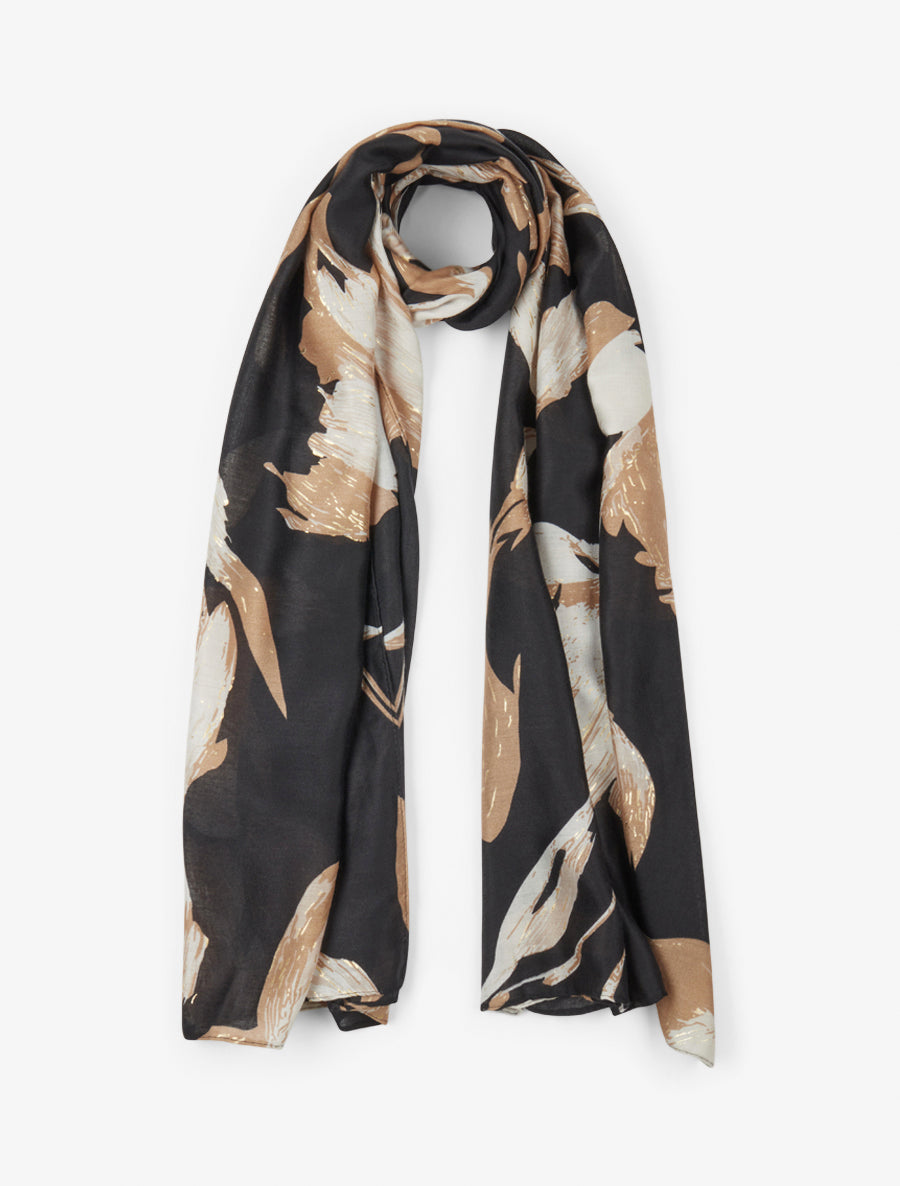 Foulard irisé à motif floral - Noir - 1