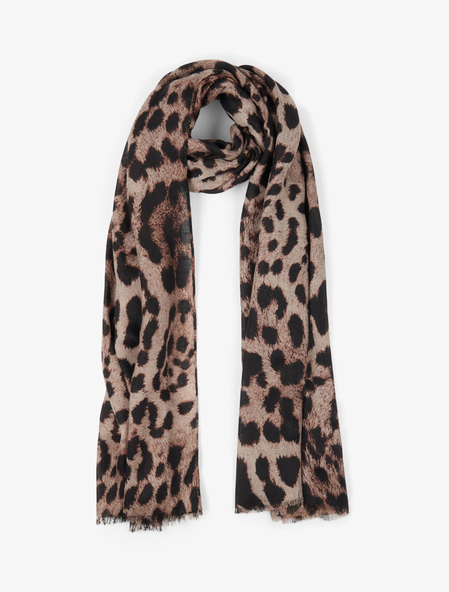 Foulard irisé imprimé léopard - Marron - 1