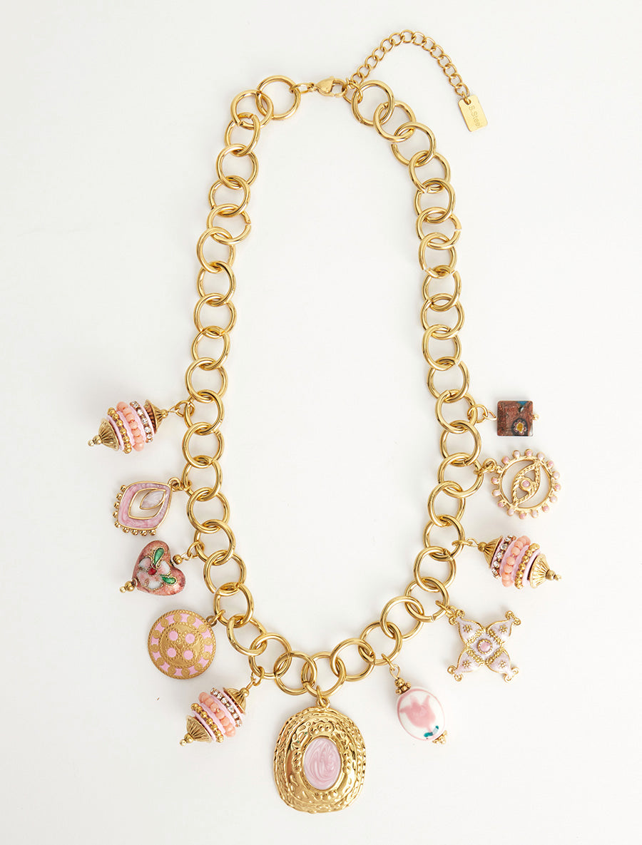 Collier à breloques fantaisies - Rose - 2