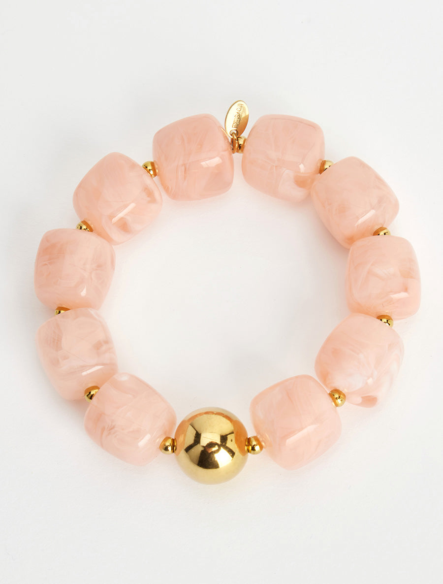 Bracelet à perles en résine et métal - Rose - 2