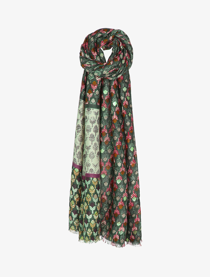 Foulard à imprimé tulipes graphiques irisées - Vert - 3