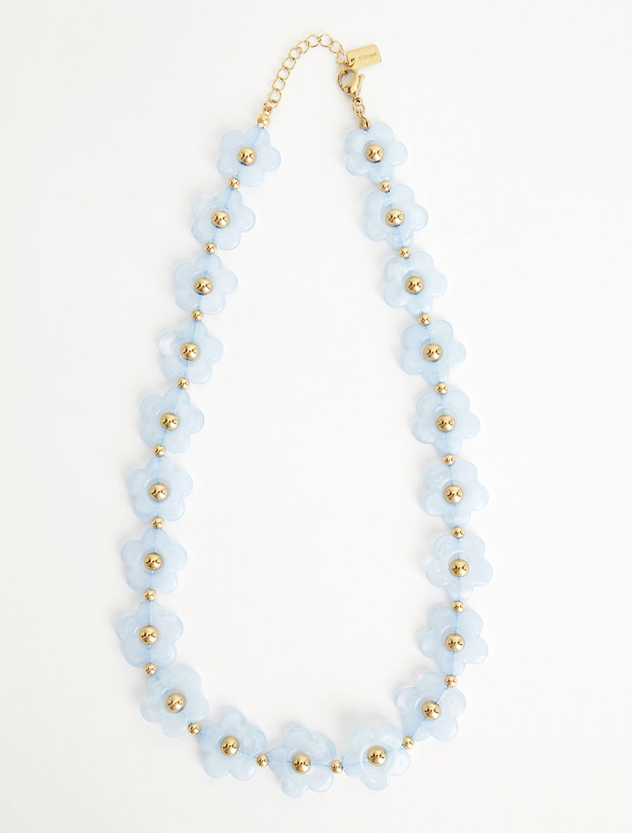 Collier motif floral - Bleu ciel - 2