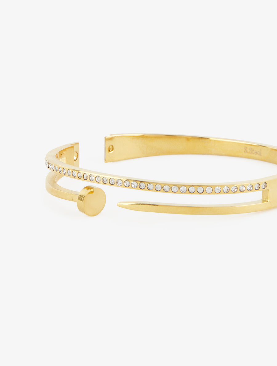 Jonc clou et zircons blancs - Or - 3