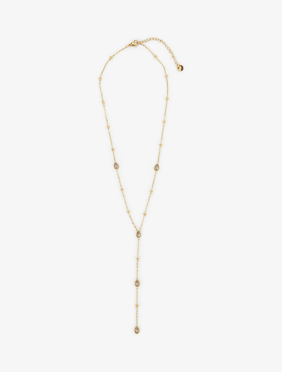 Collier en Y à bille et zircons - Or - 2