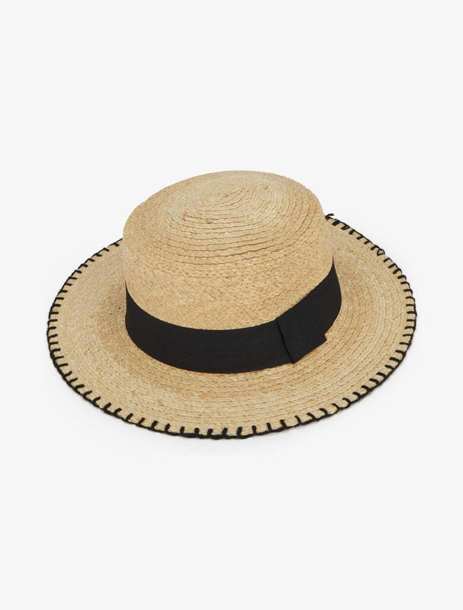 Chapeau en raphia style canotier - Noir - 1