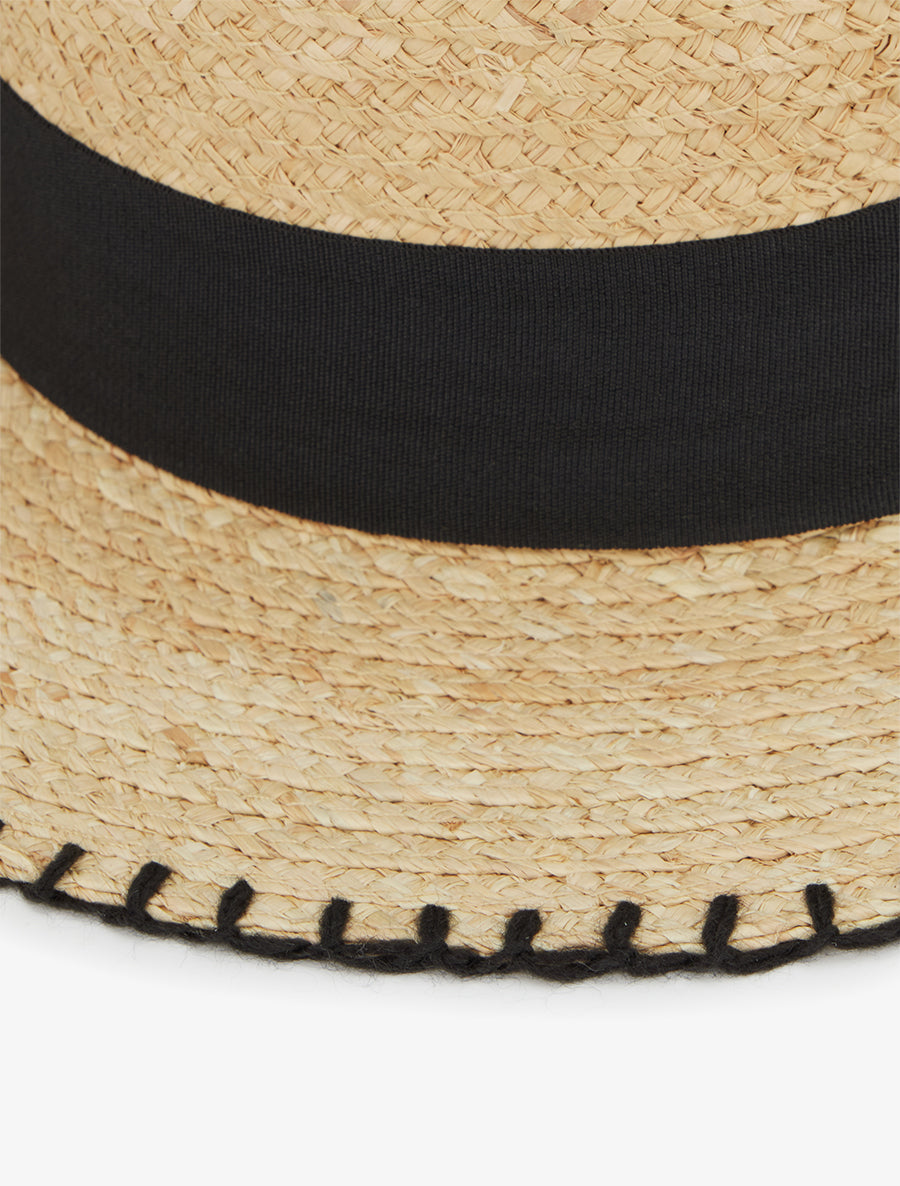Chapeau en raphia style canotier - Noir - 2