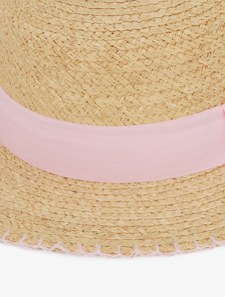 Chapeau en raphia style canotier - Rose - 2
