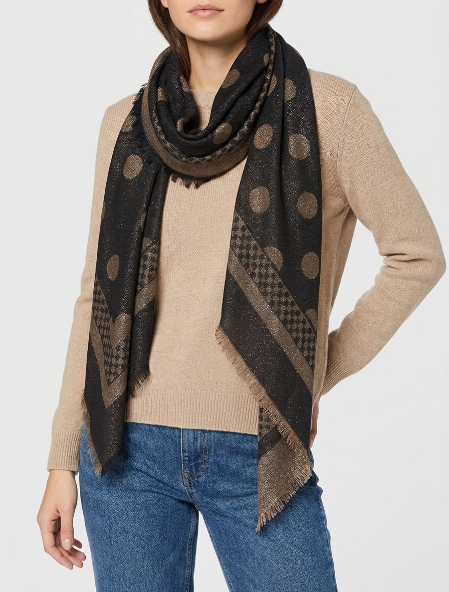 Foulard quadrato iridescente a pois - Nero