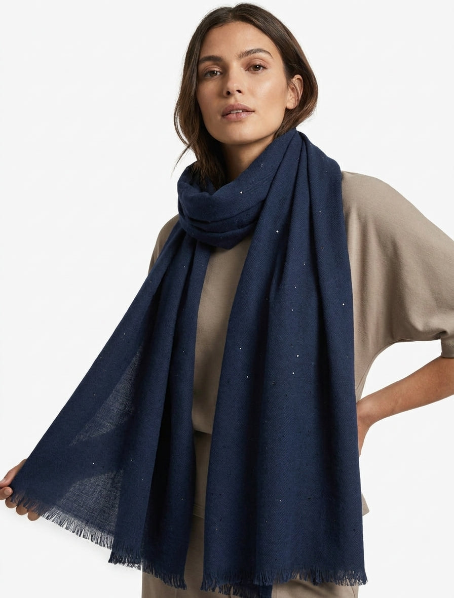 Sciarpa in cotone misto con paillettes - Marina