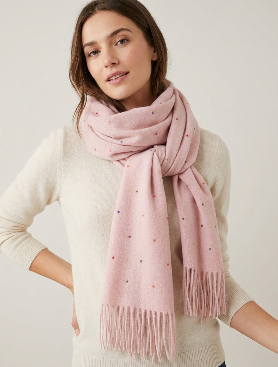 Sciarpa a pois multicolori - Rosa
