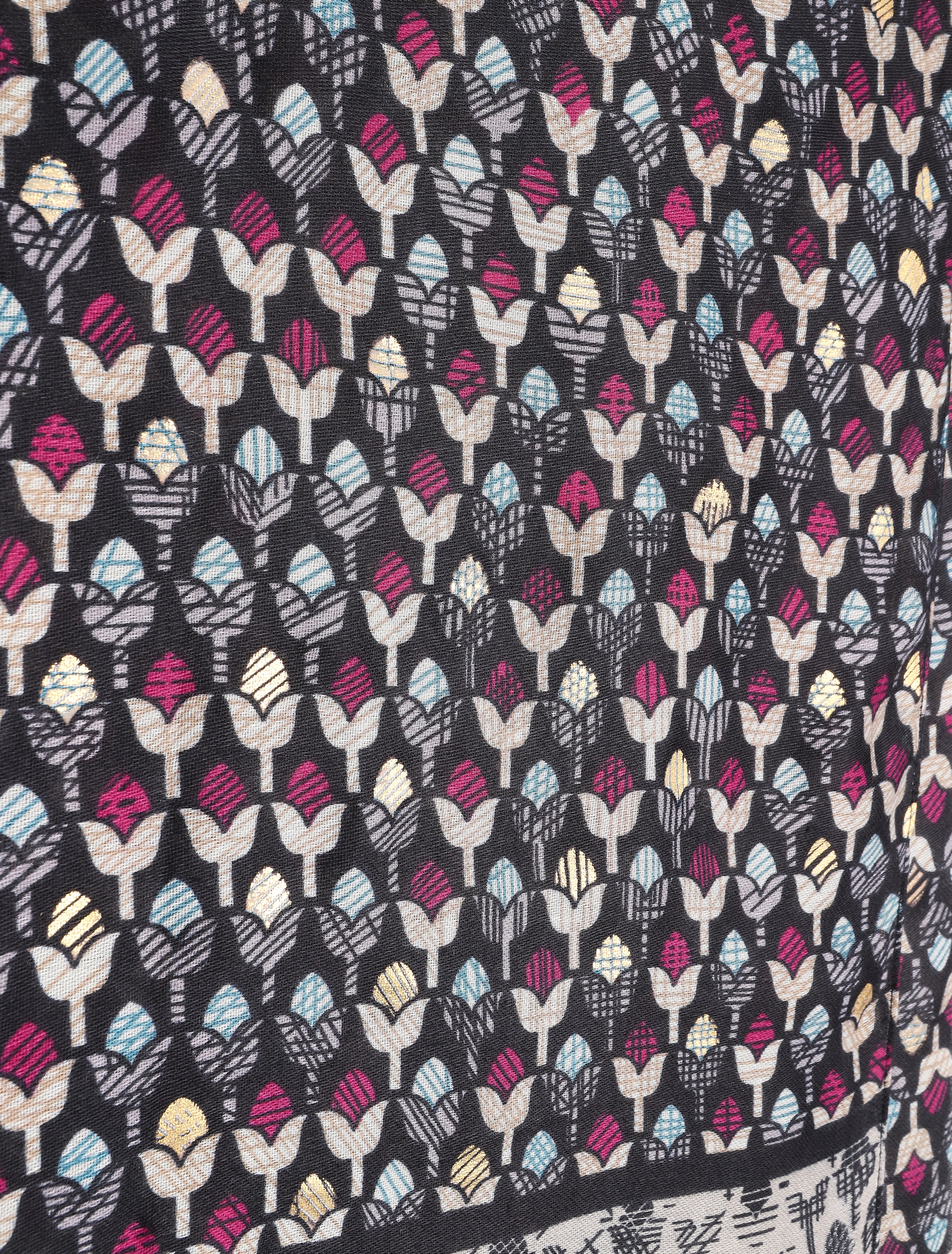 Foulard à imprimé tulipes graphiques irisées - Noir - 3