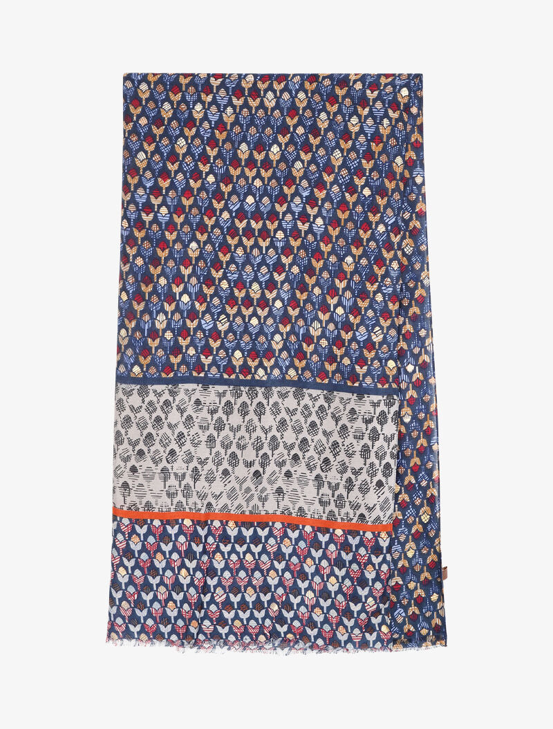 Foulard à imprimé tulipes graphiques irisées - Bleu - 2