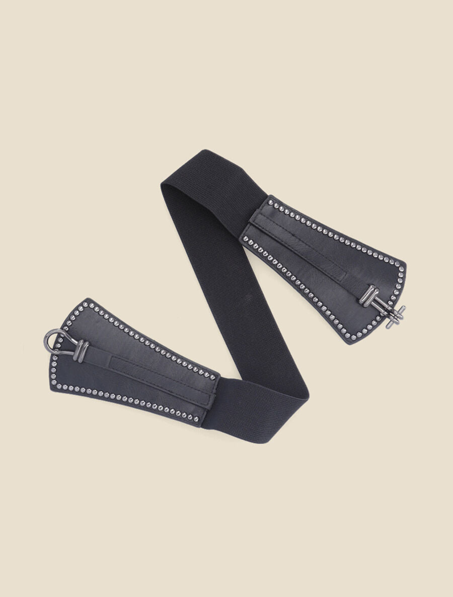 Ceinture cloutée à fermoir en T - Noir - 2