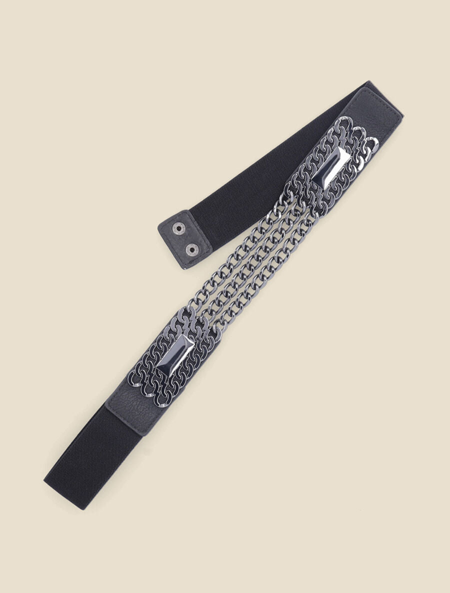 Ceinture élastiquée à chaînes - Noir - 2