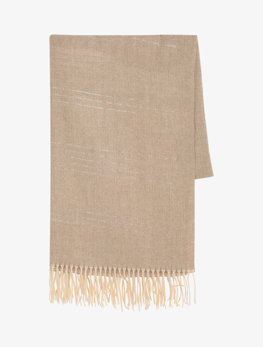Echarpe en laine mélangée à détail strass - Beige - 2