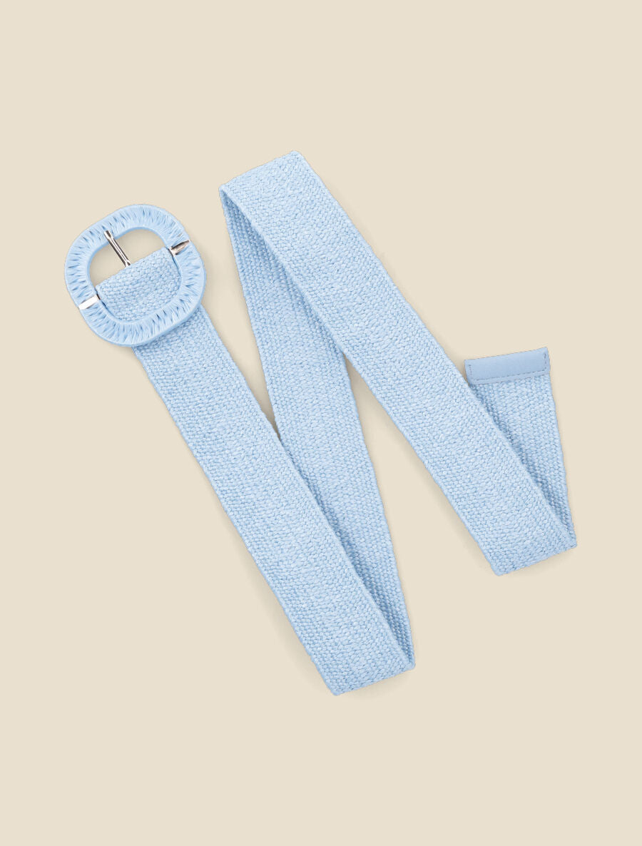 Ceinture style raphia à boucle à ardillon - Bleu ciel - 2