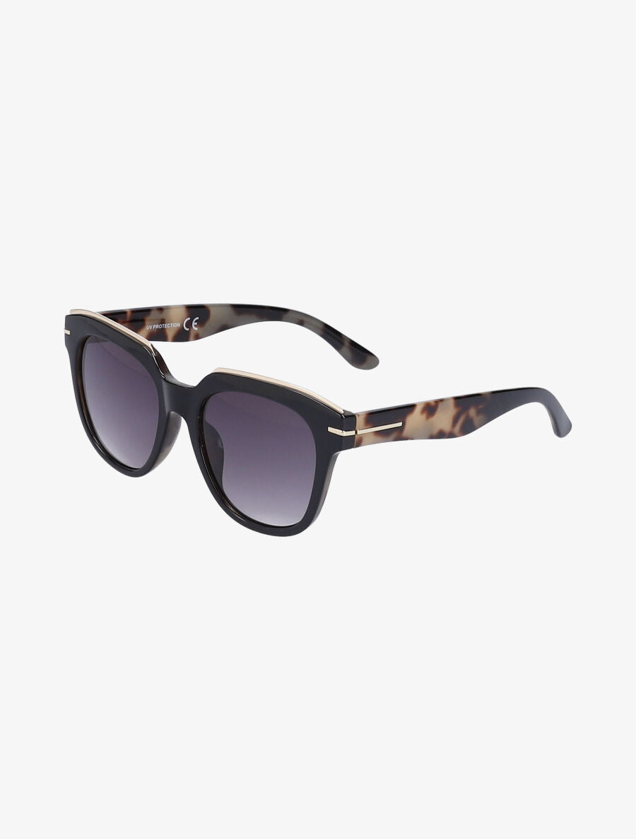 Lunettes ovales à monture détail doré - Noir/léopard - 2