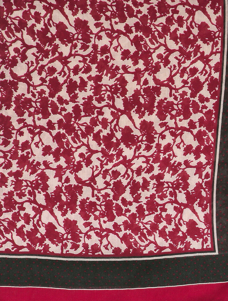 Foulard à imprimé abstrait et bords à pois - Rouge - 2