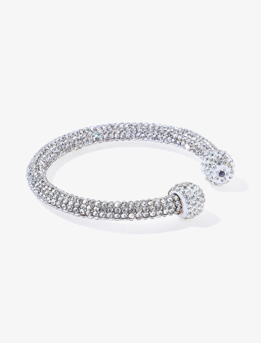Jonc ouvert orné de zircons blancs - Argent - 1