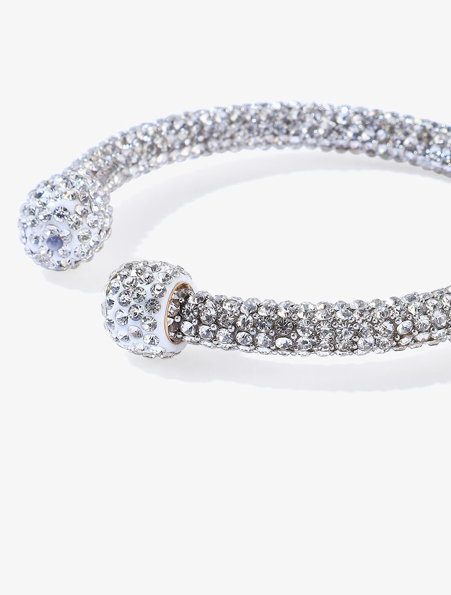 Jonc ouvert orné de zircons blancs - Argent - 2