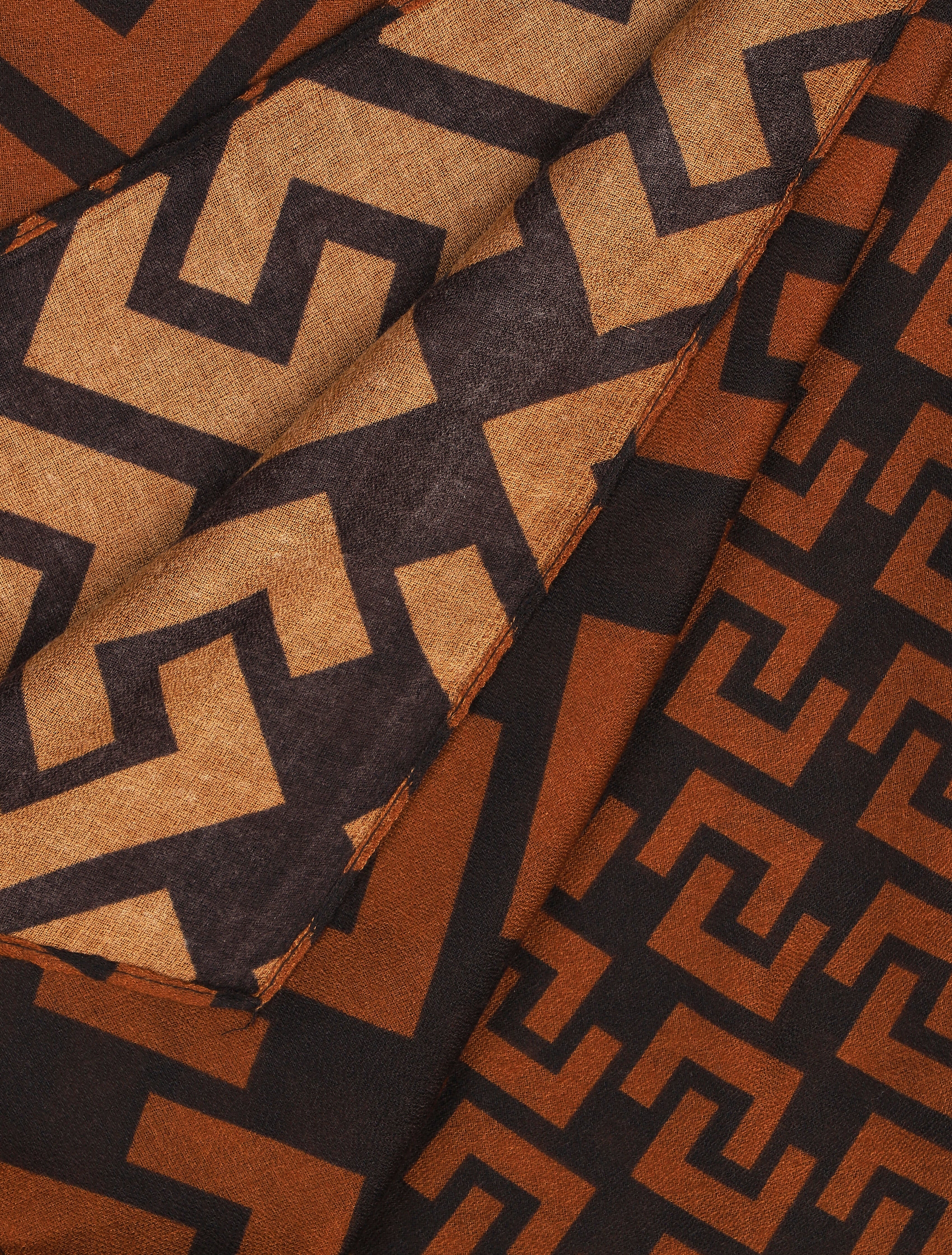 Echarpe à imprimé grec - Camel - 3