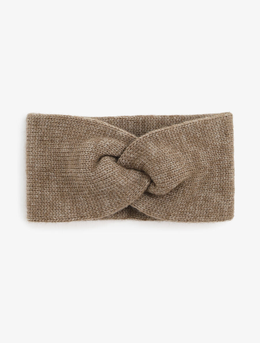 Bandeau noué en maille - Taupe - 1