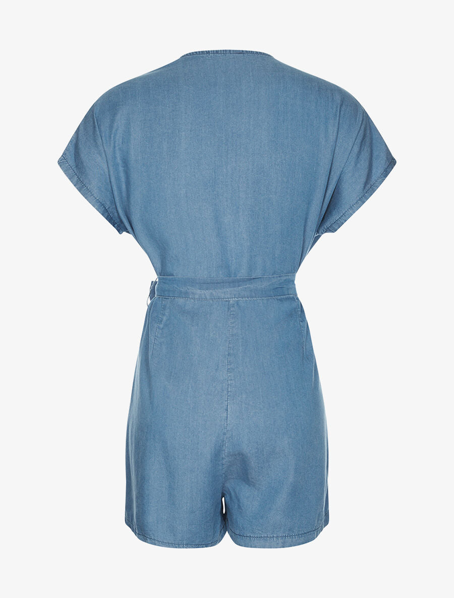 Combishort en jean coeur-croisé - denim - 2