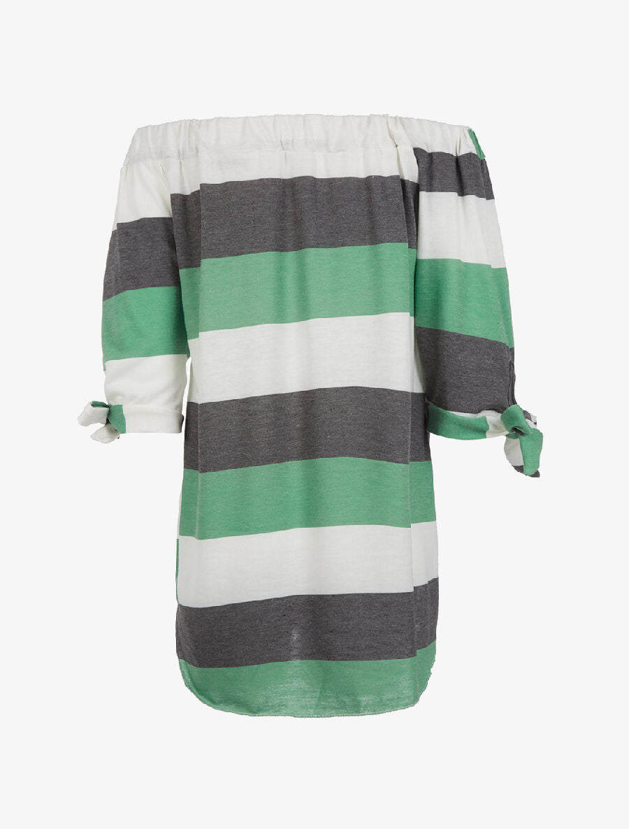 Top tricolore épaules nu - vert - 2